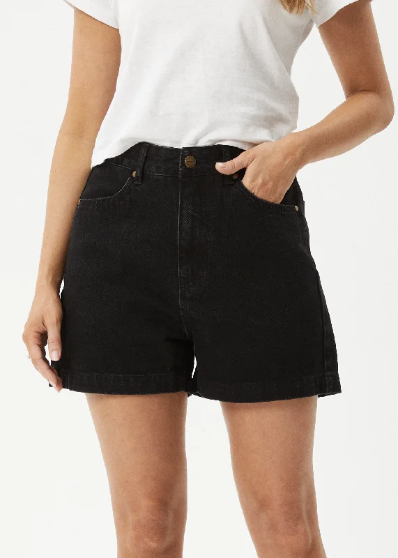 Athletic shorts – Shorts designed for sports or working out, often made from lightweight, moisture-wicking materials.AFENDS Womens Seventy Threes - Denim Shorts - Washed Black