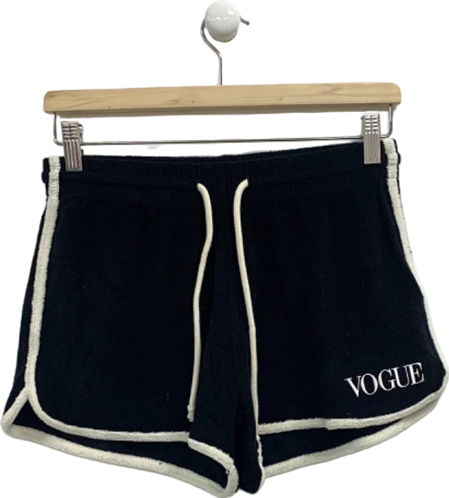 Drawstring shorts – Shorts with a drawstring at the waist for adjustable comfort.British Vogue Black Terry Shorts UK S