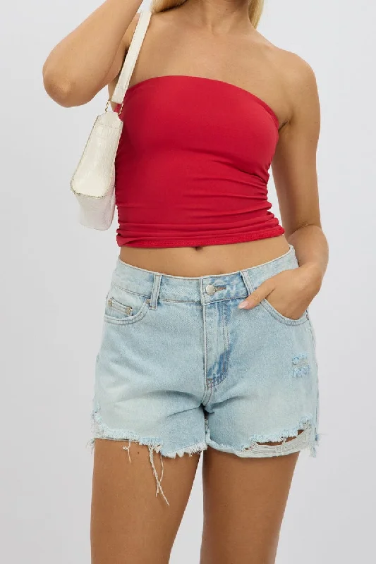 Linen shorts – Lightweight and breathable shorts made from linen, ideal for hot weather.Denim Relaxed Shorts High Rise