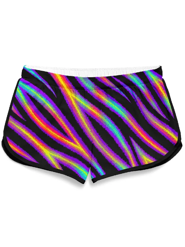 Pleated shorts – Shorts with pleats at the waist for extra volume or texture, creating a more sophisticated appearance.Tiger Stripes (Colorful) Retro Shorts