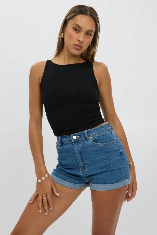 Tailored shorts – Well-fitted, structured shorts, often more formal or polished for work or events.Denim Mom Shorts High Rise Stretch