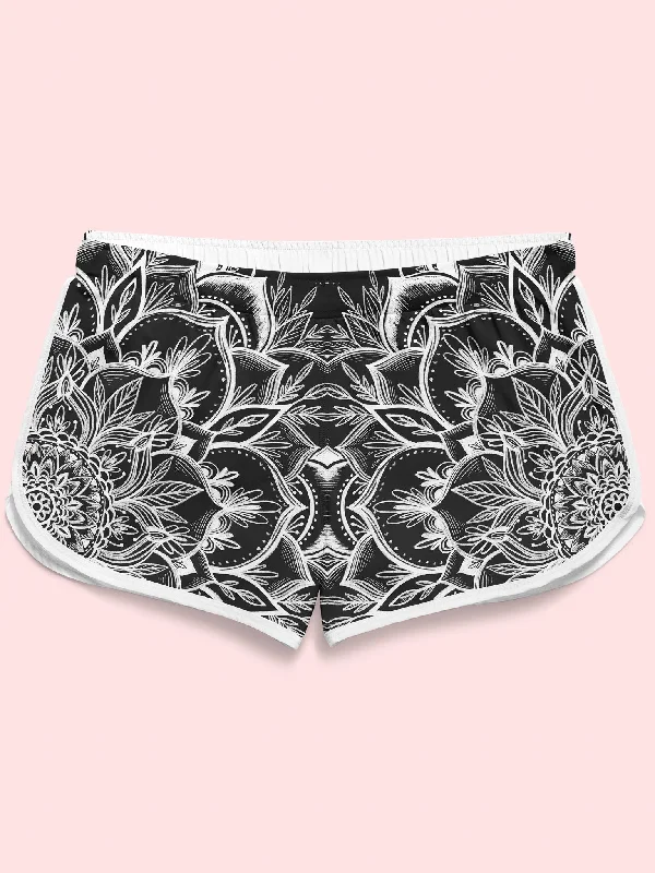 High-waisted shorts – Shorts that sit above the natural waistline for a flattering, elongating look.Yin Mandala Retro Shorts