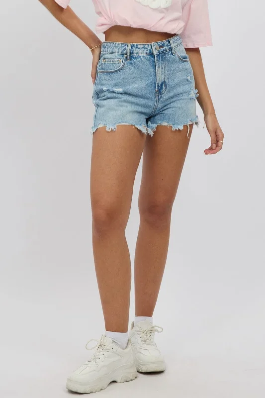 Sporty shorts – Shorts designed for athletic or casual wear, often with drawstrings and made from breathable fabrics.Denim Mom Shorts High Rise