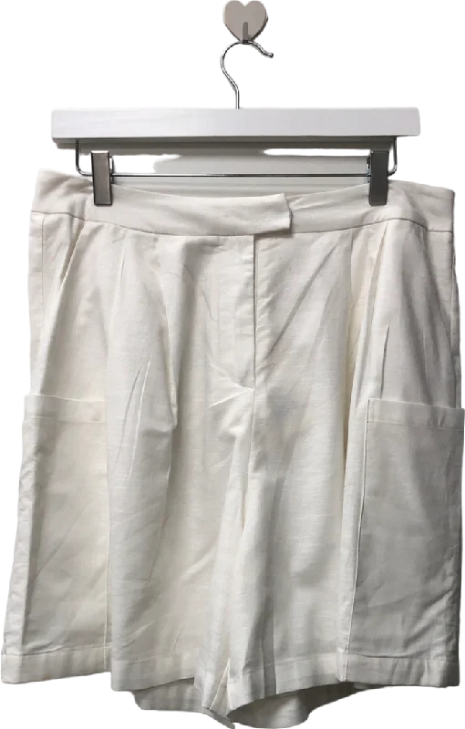 Sporty shorts – Shorts designed for athletic or casual wear, often with drawstrings and made from breathable fabrics.pepper mayo White Tiona Linen Shorts UK 12