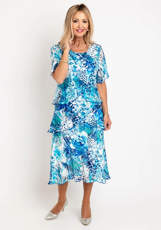 Lace dress – Dress made with lace fabric, often delicate and romantic, suitable for special occasions.Allison Printed Silk Layered Midi Dress, Blue