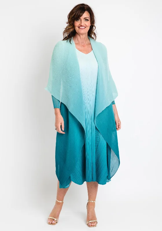 Halterneck dress – Dress with straps that tie around the neck, leaving the shoulders and back exposed.Alquema One Size Ombre Chiffon Dress & Jacket, Lakehouse