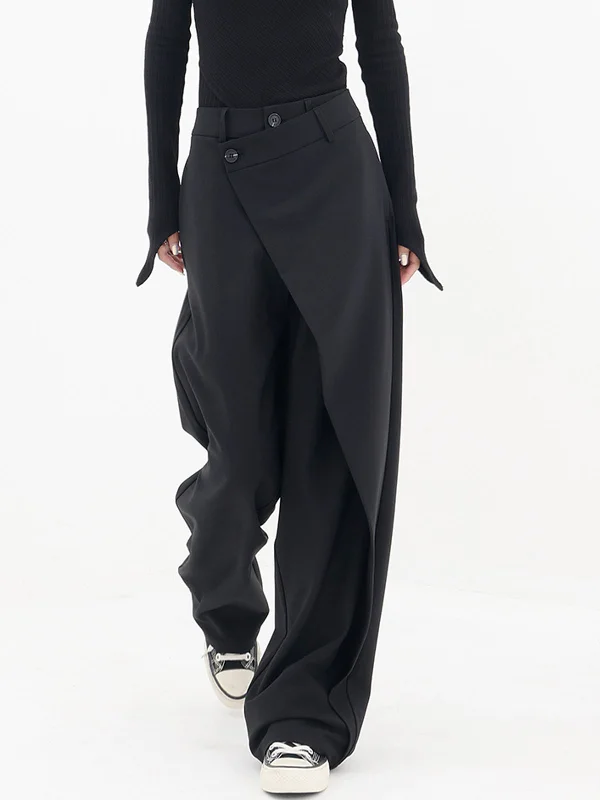 Tapered trousers – Trousers that narrow toward the ankle, creating a more fitted, streamlined look.BerryBetty - Asymmetrical Layer Button Wide Leg Dress Pants