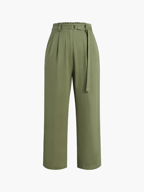 Cargo trousers – Loose-fitting trousers with large pockets on the sides, often made from durable materials.BerryBetty - Belted Cropped Straight Leg Pants