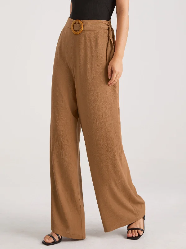 Button-front trousers – Trousers that feature a row of buttons along the waistband for a stylish detail.BerryBetty - Belted High Waisted Trousers