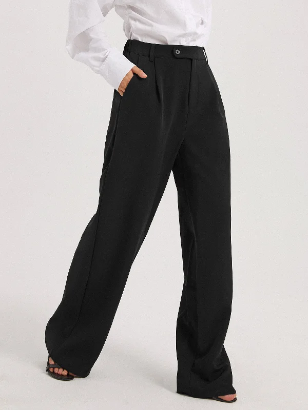 Button-front trousers – Trousers that feature a row of buttons along the waistband for a stylish detail.BerryBetty - Boss Babe Wide Leg Pants