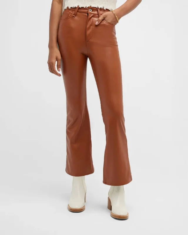 Athleisure trousers – Comfortable, performance-focused trousers that can be worn for both working out and casual wear.Casey Faux Leather Flare Pants In Putty Brown