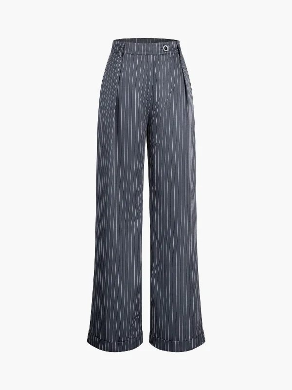 Stretch trousers – Trousers made with a small amount of spandex or elastane for added stretch and flexibility.BerryBetty - Casual Pinstripe Wide Leg Pants