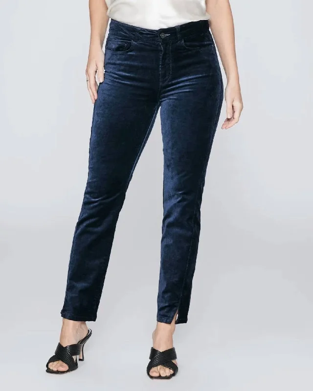 Pleated trousers – Trousers with folds or pleats in the front, often adding volume or texture to the garment.Cindy Twisted Seam Pants In Deep Navy Velvet