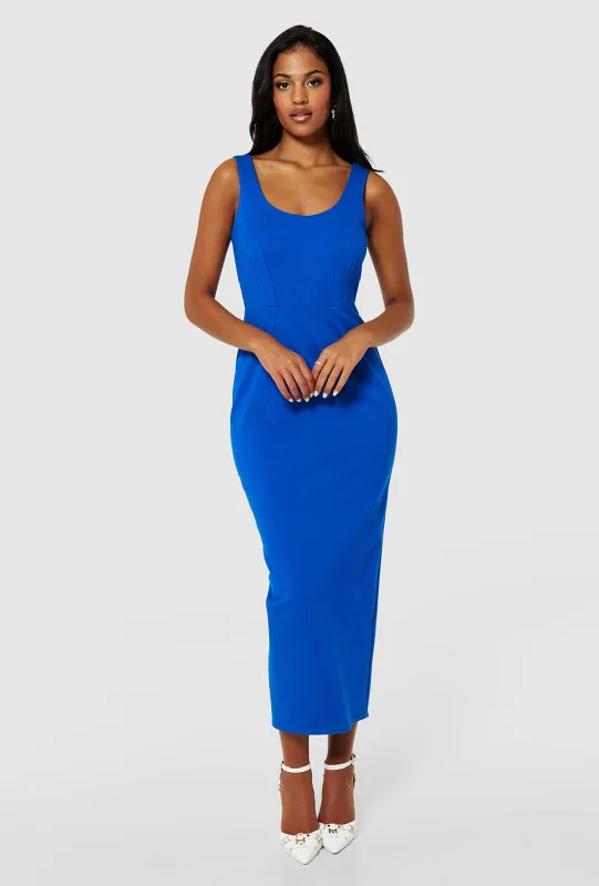 Peplum dress – Dress with a flared ruffle or extra fabric at the waist, adding volume and shaping to the lower half.Closet London Midaxi Pencil Dress, Royal