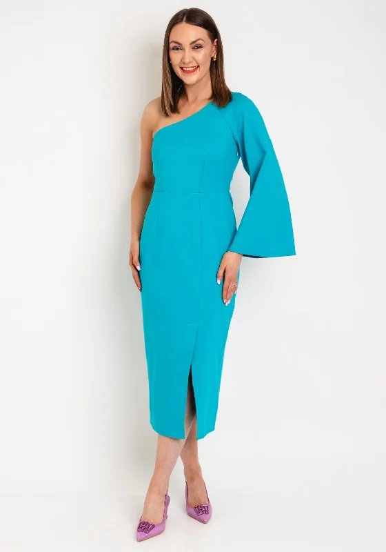 Tea-length dress – Dress that falls between the knee and ankle, perfect for more formal or vintage-inspired occasions.Closet London One Shoulder Dress, Blue Bird