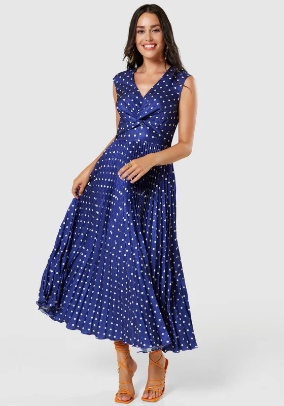 Slip dress – Simple, silky dress with spaghetti straps, resembling a slip, often worn casually or for evening wear.Closet London Dotty A Line Maxi Dress, Navy