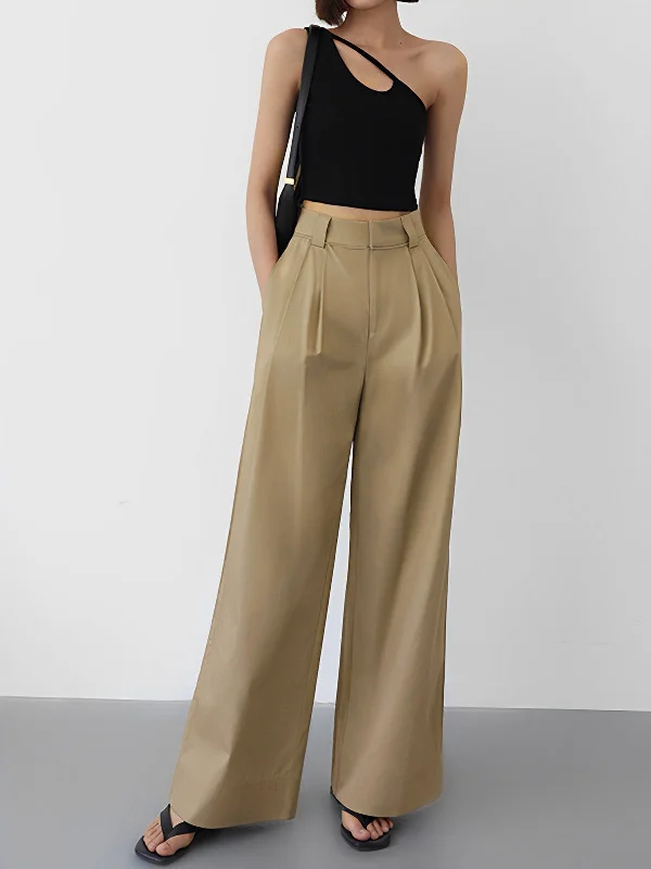 Maternity trousers – Trousers specifically designed for expectant mothers, with an adjustable waistband for comfort.BerryBetty - Effortless Full Length Pleated Wide Leg Dress Pants