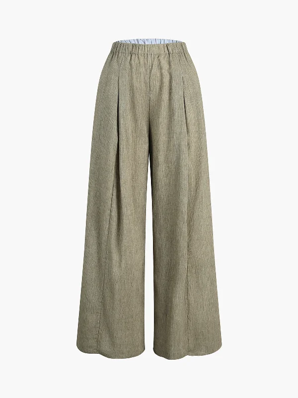 Cropped trousers – Trousers that are shortened to a length above the ankle.BerryBetty - Elastic Waistband Linen Wide Leg Pants