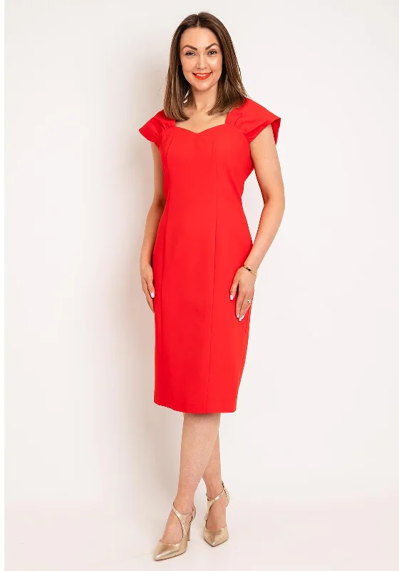 A-line dress – Dress that is fitted at the top and gradually flares out, creating an A-shape silhouette.Ella Boo Sweetheart Neck Pencil Dress, Red