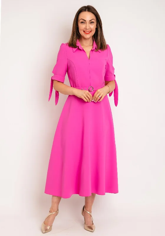 Halterneck dress – Dress with straps that tie around the neck, leaving the shoulders and back exposed.Ella Boo Collar Belted Fit and Flare Dress, Taffy