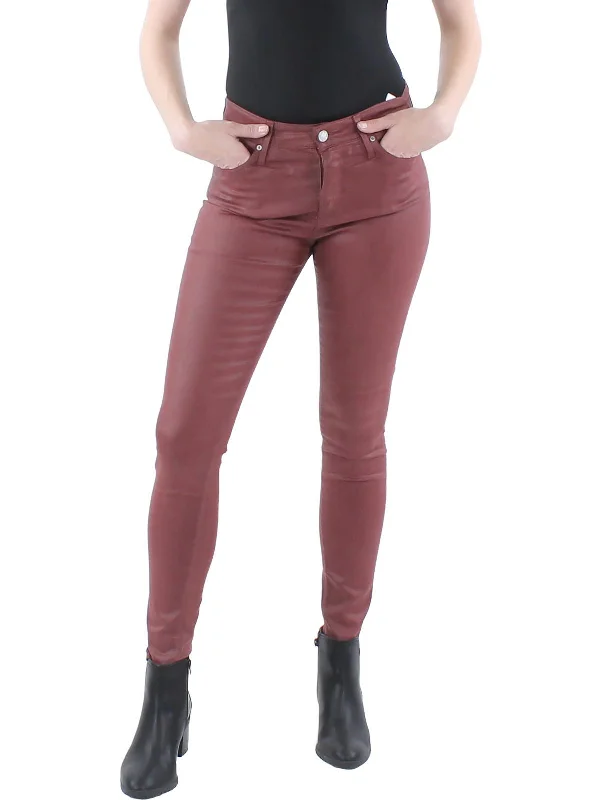 Straight-leg trousers – Trousers with a consistent width from hip to ankle, not tapered or flared.Farrah Womens Denim Coated Colored Skinny Jeans