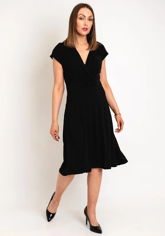 Mini dress – Short dress that usually ends above the knee, often casual or party wear.FREEQUENT V-Neck A-Line Midi Dress, Black