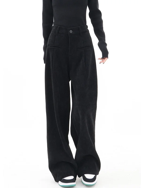 Maternity trousers – Trousers specifically designed for expectant mothers, with an adjustable waistband for comfort.BerryBetty - High Waist Button Baggy Wide Leg Pants