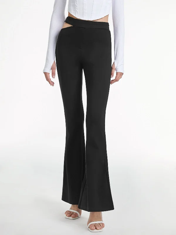 Cropped trousers – Trousers that are shortened to a length above the ankle.BerryBetty - High Waisted Cutout Ring Belt Pants