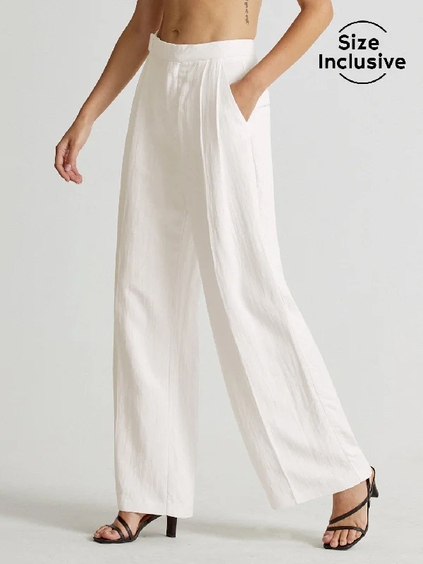 Bootcut trousers – Slightly flared at the bottom, designed to accommodate boots underneath.BerryBetty - High Waisted Wide Leg Linen Pants