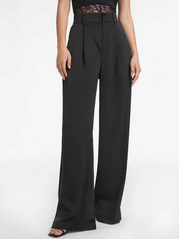 Flared trousers – Trousers with a gradual flare from the knee down, often associated with retro or 1970s fashion.BerryBetty - High Waisted Pleat Front Wide Leg Trousers