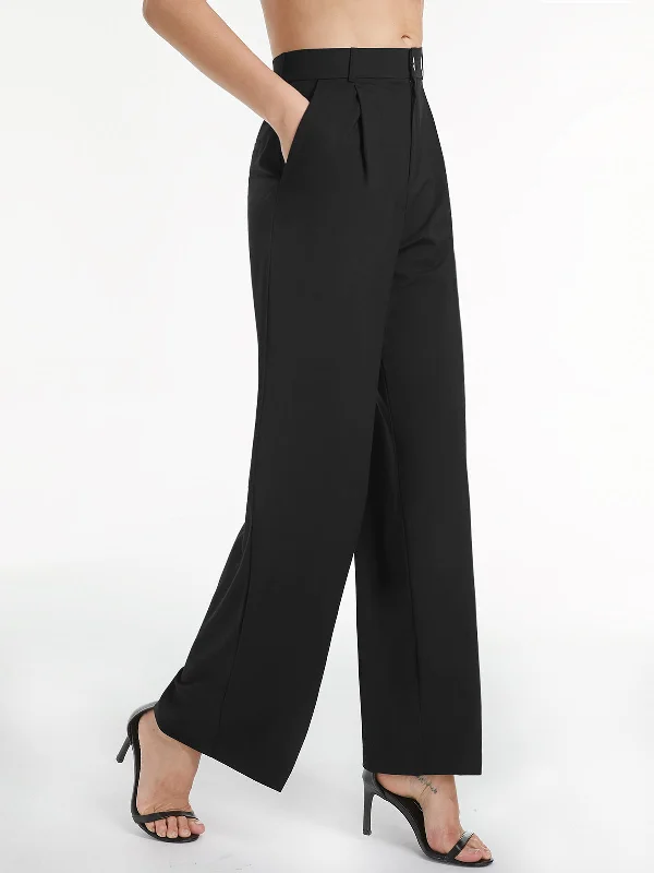 Denim trousers – Made from denim fabric, often resembling jeans but styled as more formal trousers.BerryBetty - High Waisted Relaxed Straight Leg Dress Pants