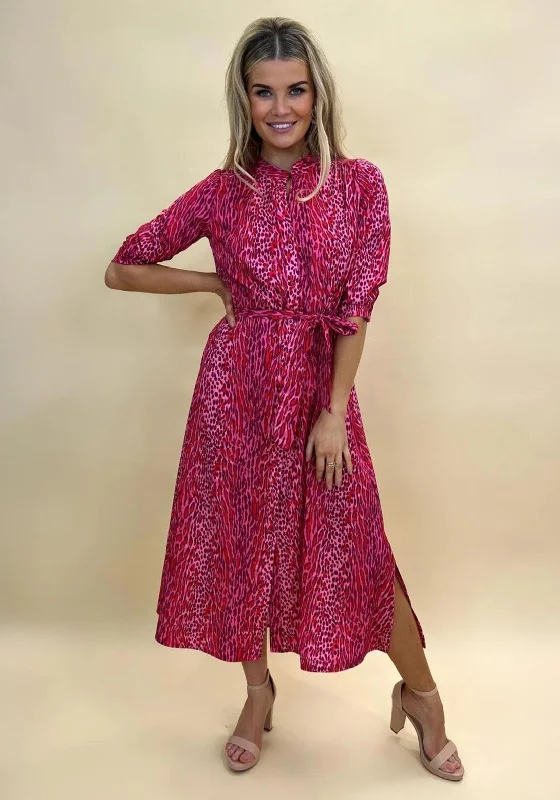 Shift dress – Loose, straight-cut dress that doesn't define the waist, offering a more relaxed fit.Kate & Pippa Capri Animal Print Midi Dress, Pink Multi