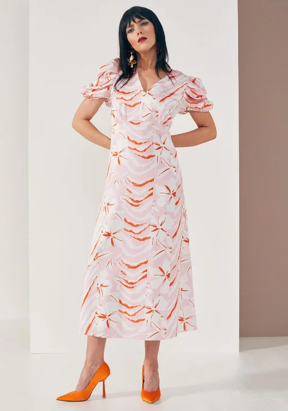 Lace dress – Dress made with lace fabric, often delicate and romantic, suitable for special occasions.Kate Cooper Floral & Animal Print Maxi Dress, Pink Multi