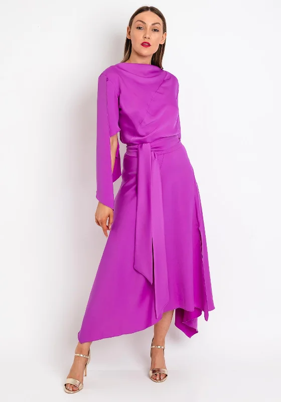 Wrap dress – Dress that wraps around the body and ties at the waist, creating a flattering and adjustable fit.Kevan Jon Como Open Sleeve Maxi Dress, Amethyst