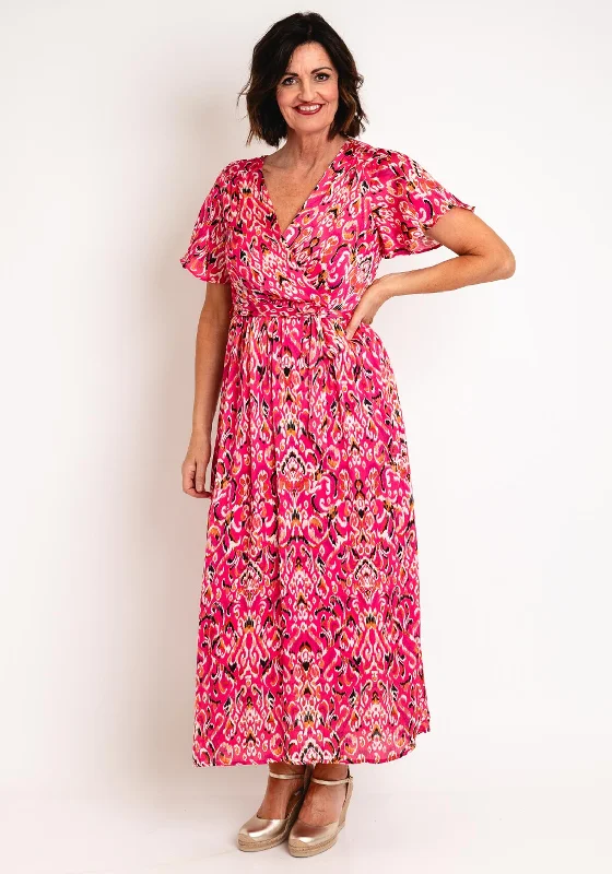 Cocktail dress – Dress typically worn for semi-formal events, often knee-length or slightly above.Serafina Collection Animal Print Wrap Dress, Pink