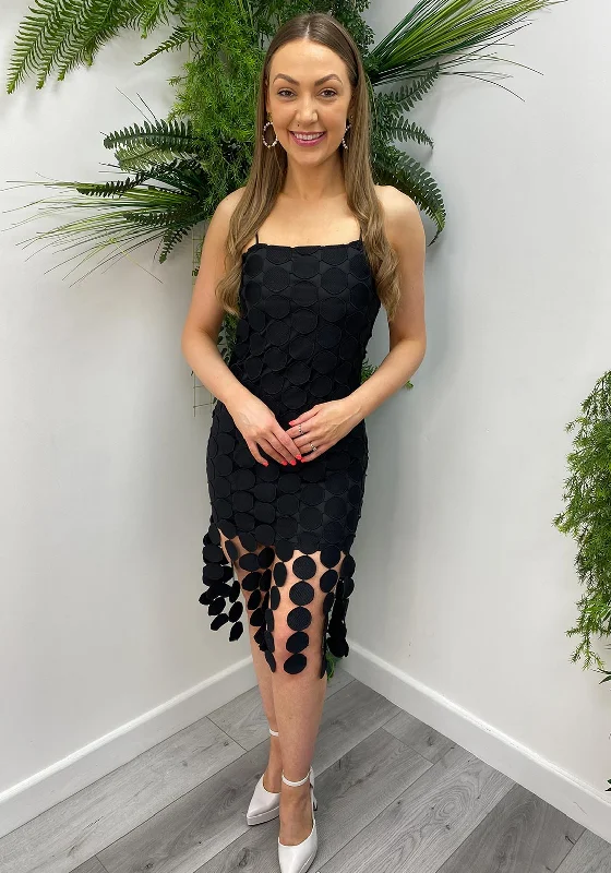 Cocktail dress – Dress typically worn for semi-formal events, often knee-length or slightly above.The Sofia Collection Embroidered Disc Crop Dress, Black