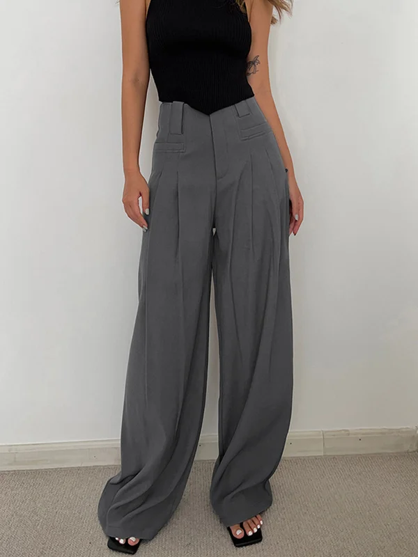 Houndstooth trousers – Trousers featuring the distinctive houndstooth pattern, typically in black and white or muted tones.BerryBetty - Leisure Pleated Wide Leg Dress Pants