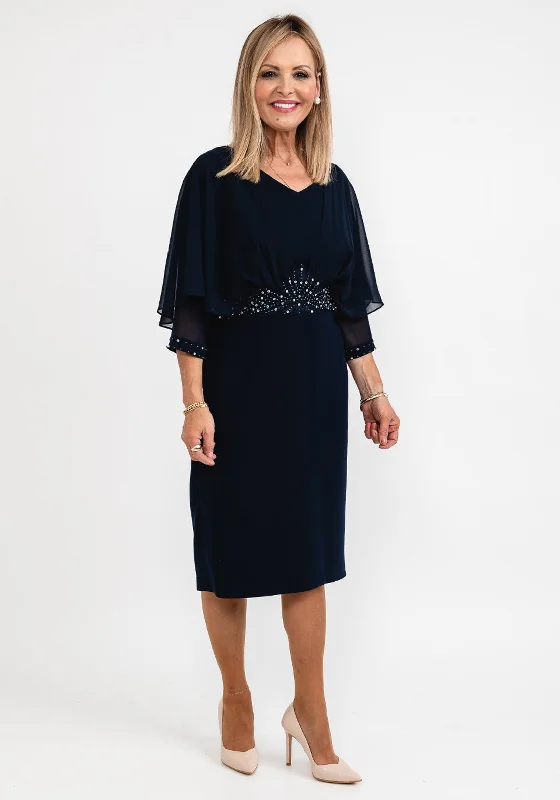 T-shirt dress – Casual dress made from T-shirt-like material, typically loose-fitting and comfortable.Lizabella Applique Waist Pencil Midi Dress, Navy