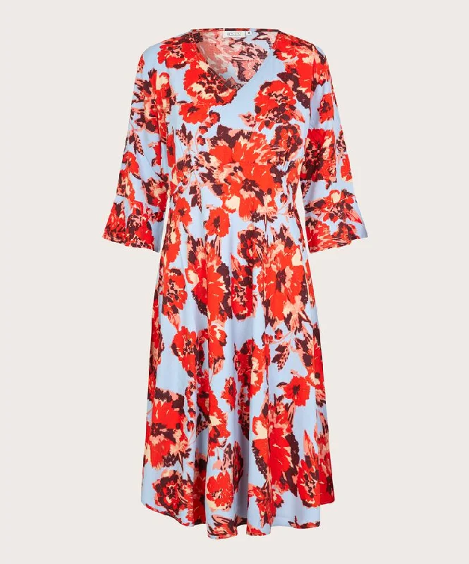 Bodycon dress – Tight-fitting dress that hugs the body and emphasizes curves.Masai Nita Floral Pattern Midi A-Line Dress, Orange Com