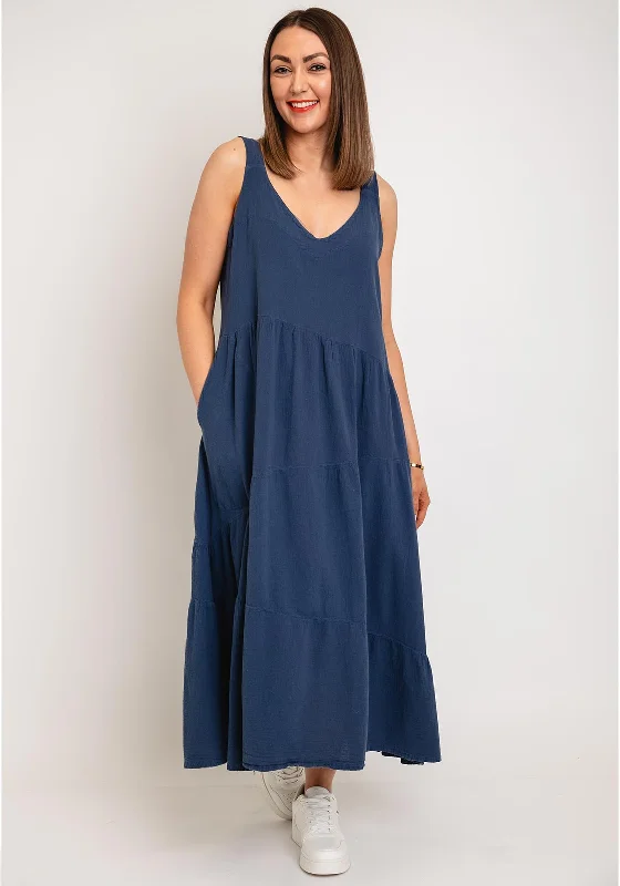 Belted dress – Dress with a belt or waist tie, offering definition and shaping at the waist.One Life Mar Cotton Aline Maxi Dress, Neptune