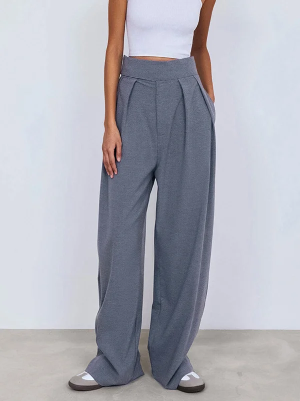 Wide-waistband trousers – Trousers with a thick waistband, often providing a more structured or comfortable fit.BerryBetty - Street Fold Over Pleat Wide Leg Pants