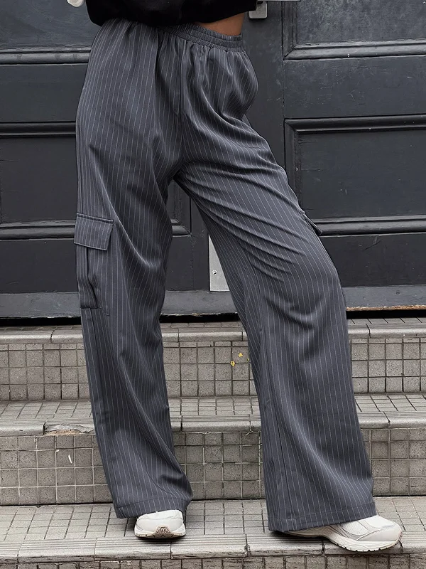 Checkered trousers – Trousers with a plaid or checkered pattern, adding a bold touch to your wardrobe.BerryBetty - Street Pinstripe Cargo Pants