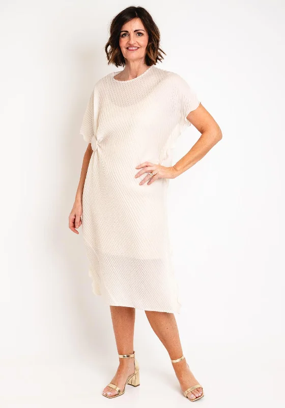 Peplum dress – Dress with a flared ruffle or extra fabric at the waist, adding volume and shaping to the lower half.Thanny Pleated Frilled Trim Midi One Size Dress, Beige