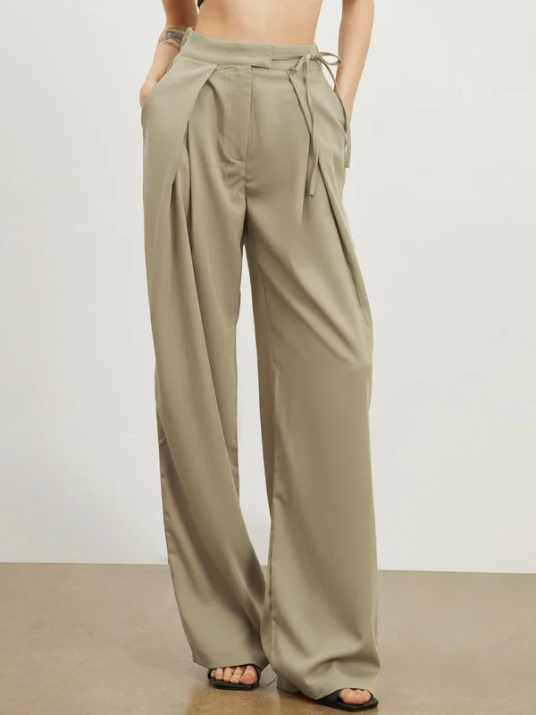 Straight-leg trousers – Trousers with a consistent width from hip to ankle, not tapered or flared.BerryBetty - Tied Relaxed Fit Wide Leg Pants