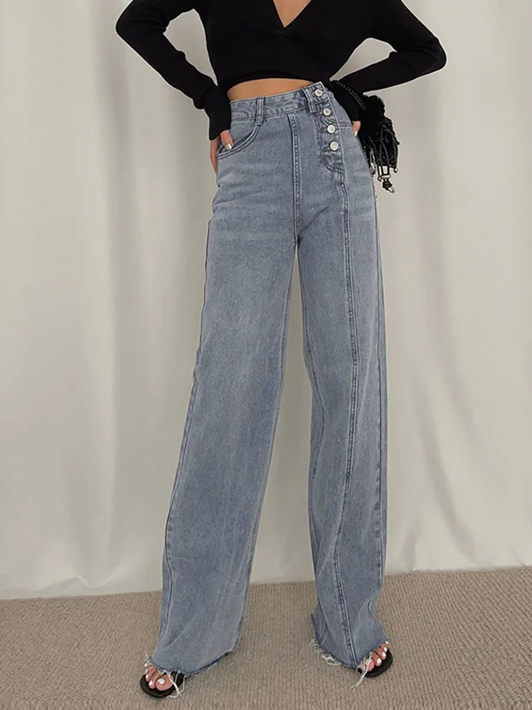 Stretch trousers – Trousers made with a small amount of spandex or elastane for added stretch and flexibility.BerryBetty - Utility Denim Straight Leg Jeans