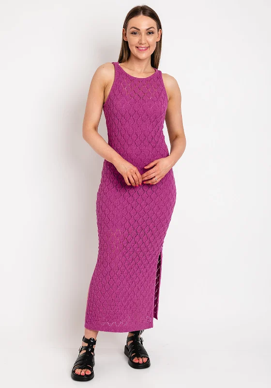 Slip dress – Simple, silky dress with spaghetti straps, resembling a slip, often worn casually or for evening wear.Vero Moda Evelyn Crochet Maxi Dress, Dahlia Mauve