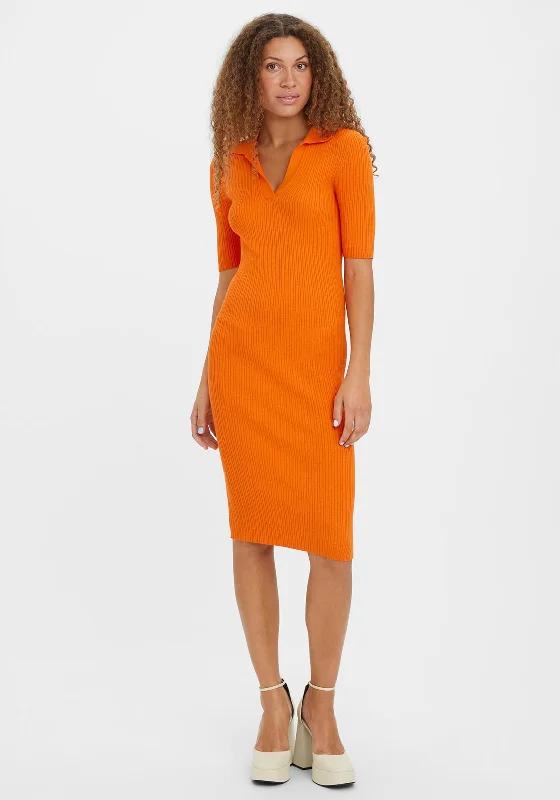 Sheath dress – Form-fitting dress that hugs the body and typically hits just above or at the knee.Vero Moda Holly Ribbed Knit Dress, Scarlet Ibis