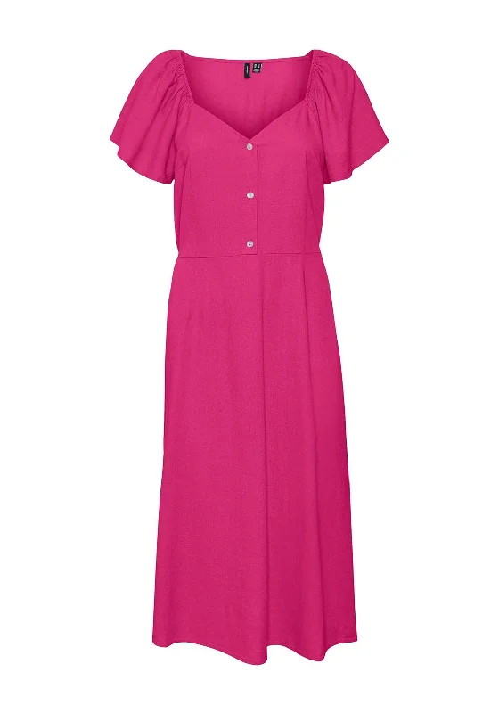 Bodycon dress – Tight-fitting dress that hugs the body and emphasizes curves.Vero Moda My Mila Midi Dress, Pink Yarrow