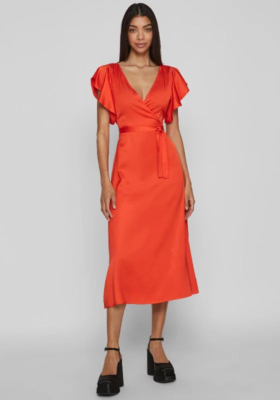 Peplum dress – Dress with a flared ruffle or extra fabric at the waist, adding volume and shaping to the lower half.Vila Carolina Satin Faux Wrap Maxi Dress, Tigerlily