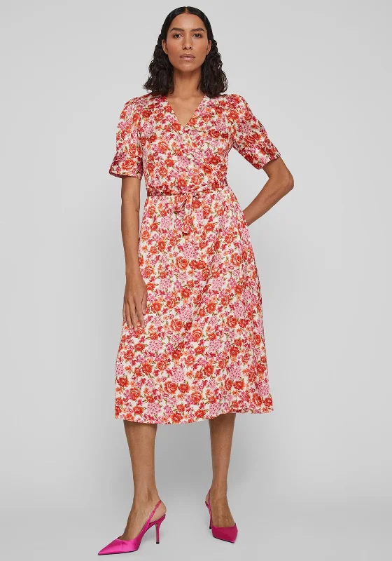 Halterneck dress – Dress with straps that tie around the neck, leaving the shoulders and back exposed.Vila Naria Floral Wrap Midi Dress, Tigerlily